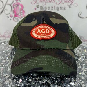 Alberta genuine draft hat snap back trucker style patch work camo beer hat